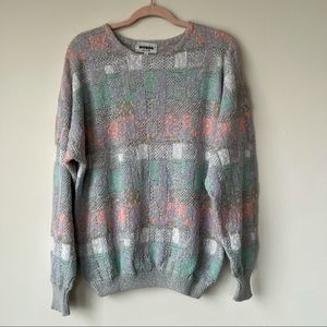 Mondo Made in Italy Vintage Sweater Cotton Blend Gray Pastel Size XL